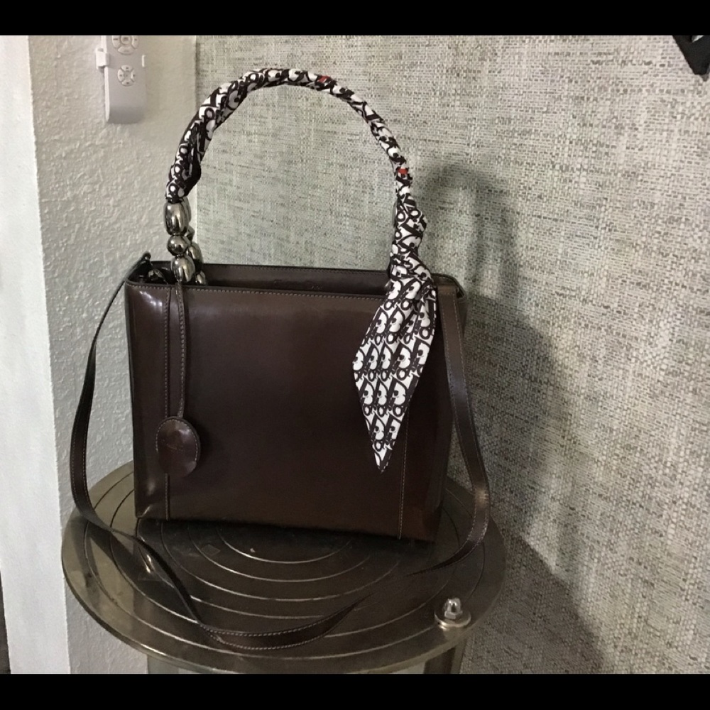Auth Christian Dior Maris Pearl Patent Leather Bag